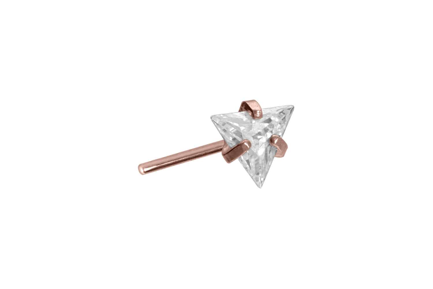 Titan Aufsatz mit Push Pin EINGEFASSTES KRISTALLDREIECK von Piercingline